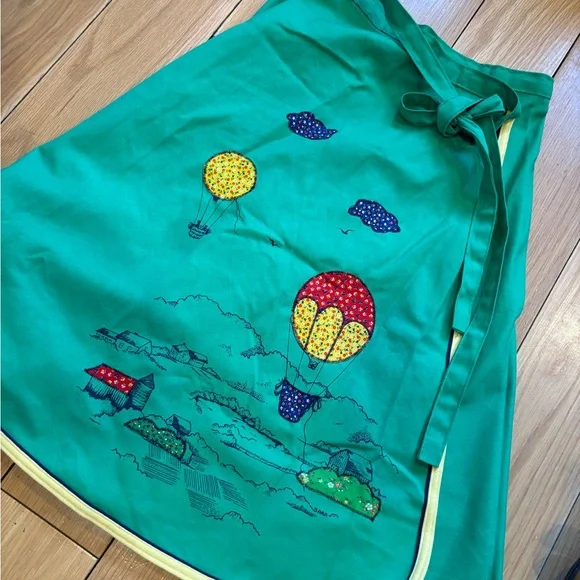 Vintage 70s wrap skirt hot air balloon patchwork green circle skirt - Picture 9 of 9